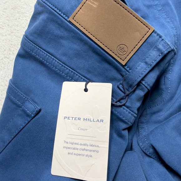 Peter Millar Crown Signature Sateen Classic Fit Pants Mens 42x34 Blue NWT Golf - Picture 2 of 10